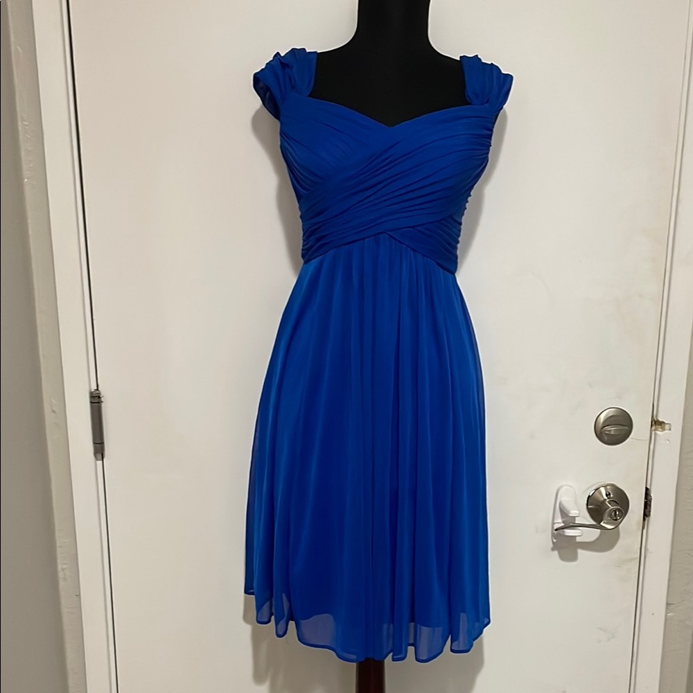 David's Bridal Blue Sweetheart Midi Sundress